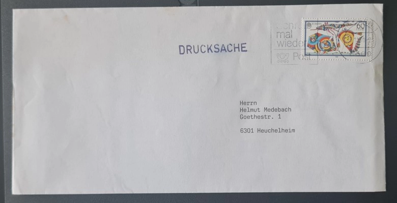  Alman Drucksache Zarfı – 60 Pfennig Pullu