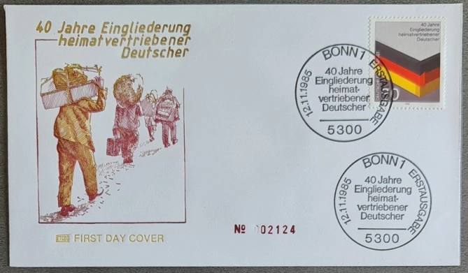 Almanya 1985 Yerinden edilmiş Almanların entegrasyonunun 40. yılı FDC, Bonn