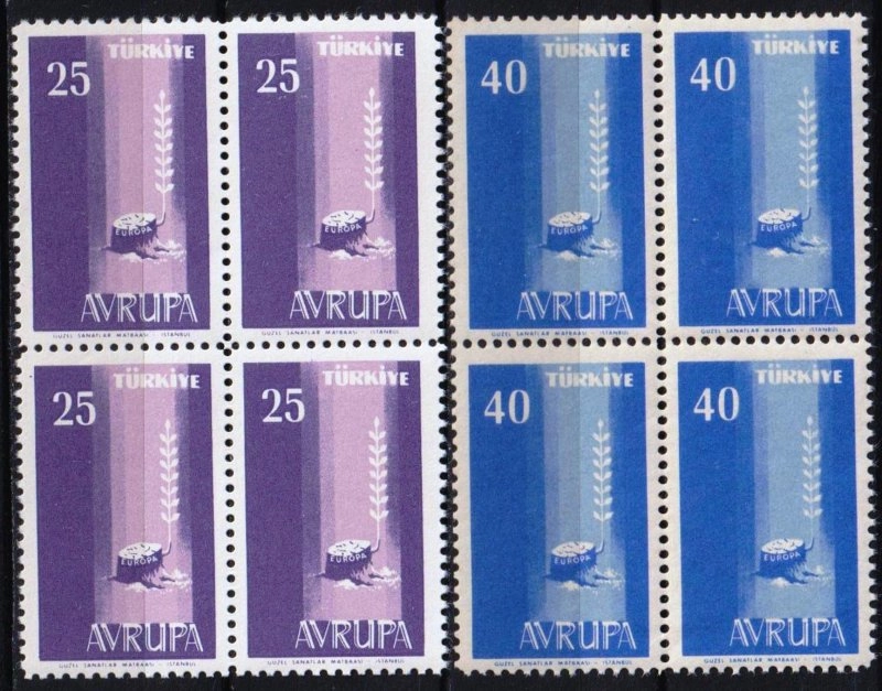 1958 EUROPA CEPT TÜRKİYE 4’LÜ BLOK MNH