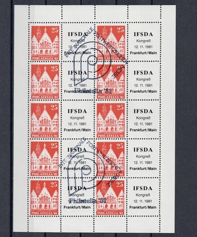 1981 Frankfurt IFSDA Kongresi Anma Pul Bloğu – Deutsche Post Koleksiyonluk