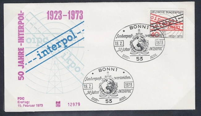 Almanya 1973 İnterpolün 25. yılı FDC