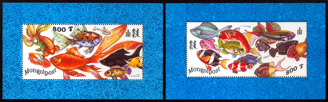 MOĞOLİSTAN 1998 BALIKLAR-TROPİKAL BALIKLAR BLOK+SERİ TAM SET