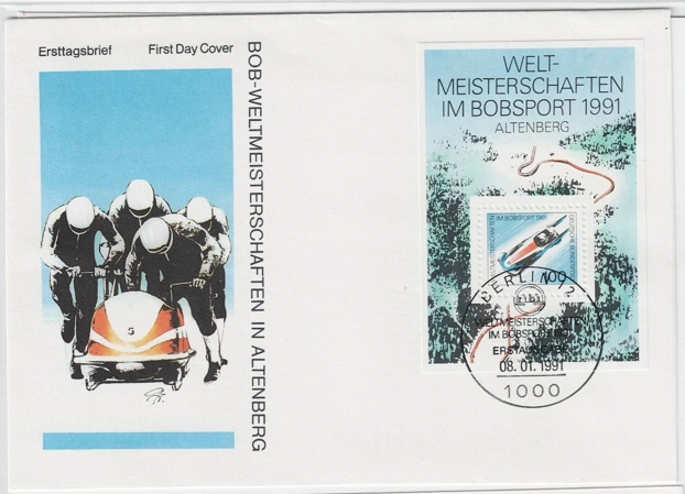 Almanya 1991 Dünya Bobsled Şampiyonası Hatıra Bloğu FDC