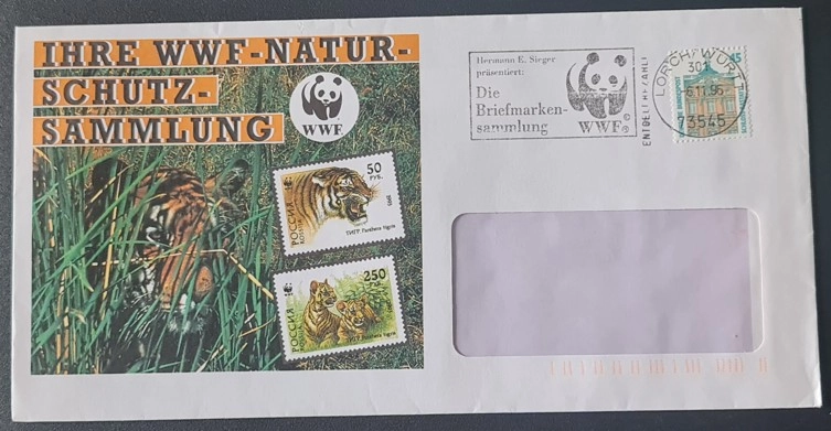 WWF Kaplan Temalı Zarf – 1991 Lorch Damgalı