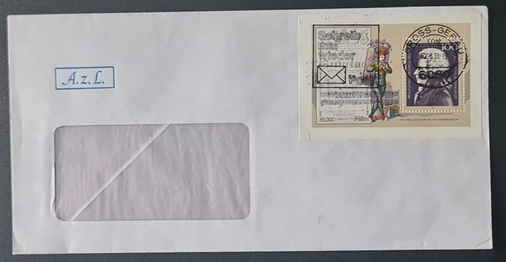 Alman 1993 Zarfı – “Schreib mal wieder” Pulu