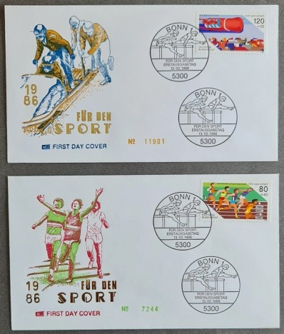 Almanya 1986 Spor Yardımı 2’li FDC, Bonn 