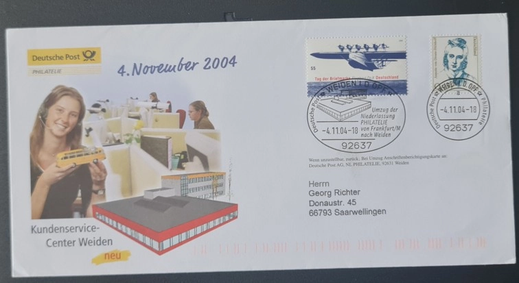 Almanya Philatelie Taşınma Zarfı – Frankfurt’tan Weiden’e