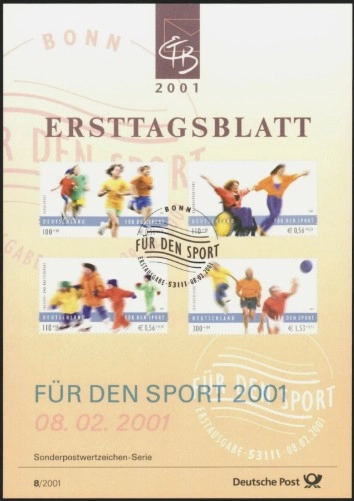 Almanya ETB, Ersttagsblatt 8/2001 – Für den Sport 2001