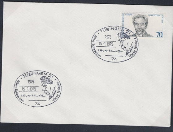Almanya 1974 Albert Schweitzer Damgalı Zarf