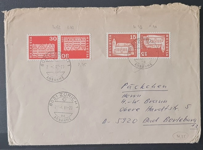  Helvetia Mimari Pulları Zarfı – Zürich 1984