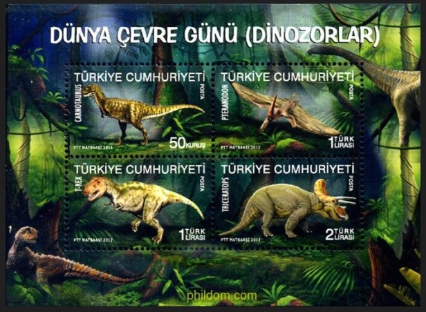 2012 DÜNYA ÇEVRE GÜNÜ MNH BLOK, DİNAZORLAR
