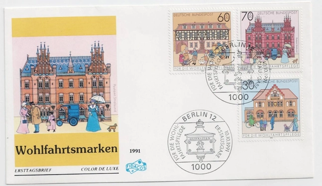Almanya 1991 Wohlfahrt: Almanya’daki tarihi postahaneler FDC