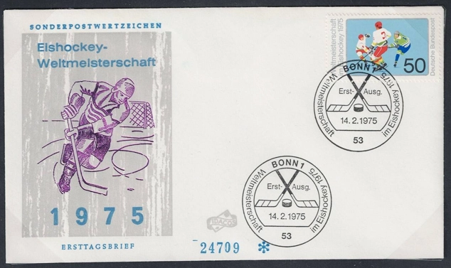 Almanya 1975 Münih ve Düsseldorf Buz Hokeyi Dünya Şampiyonası FDC