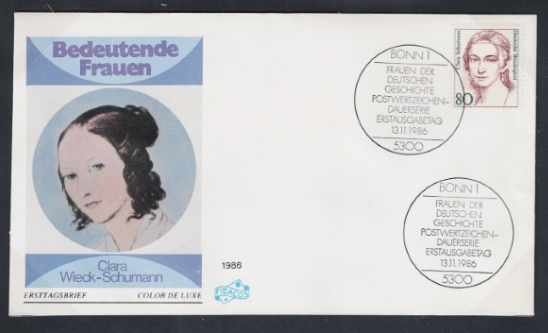 Almanya 1986 Clara Schumann FDC