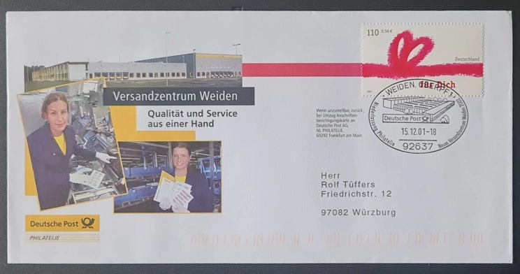 Deutsche Post Philatelie Anma Zarfı – Weiden 2001