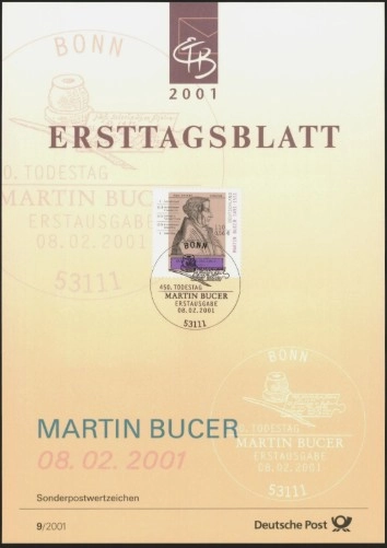 Almanya ETB, Ersttagsblatt 9/2001 – 450. Ölüm Yıldönümü Martin Bucer
