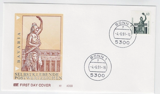 Almanya 1991 Bavyera Heykeli FDC