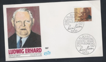 Almanya 1987 Ludwig Erhard’ın 90. doğum günü FDC