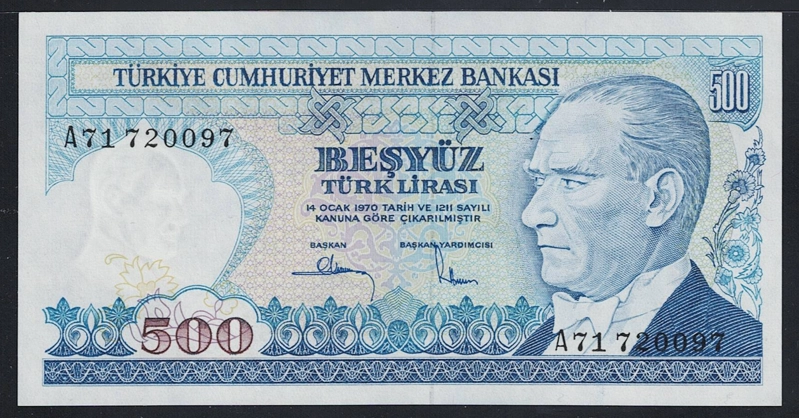 500 LİRA, 7. EMİSYON, 1. TERTİP ÇİL - A71 720097