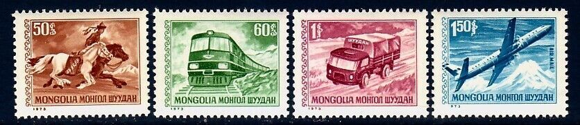 MOĞOLİSTAN 1973 TAŞIMACILIK AT-UÇAK-TREN-KAMYON