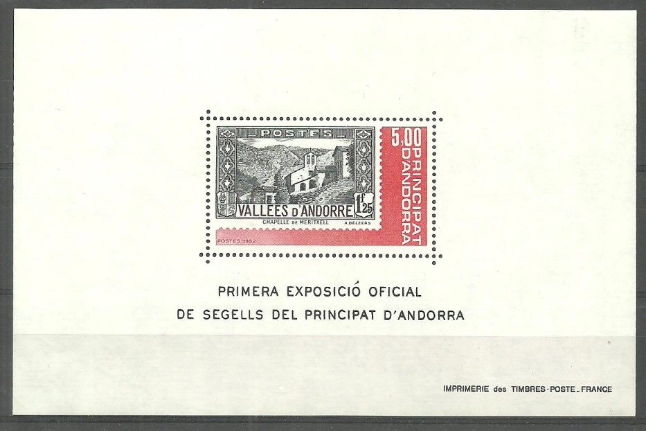 Fransız Andorra 1982 Meritxell Şapeli, Uluslararası Pul Sergisi MNH