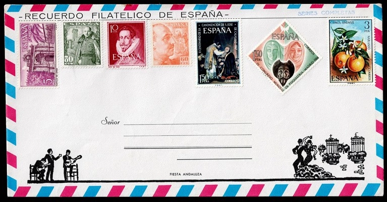 İspanya Filatelik zarf, Çok Pullu, Damgasız - Recuerdo Filatelico De Espana