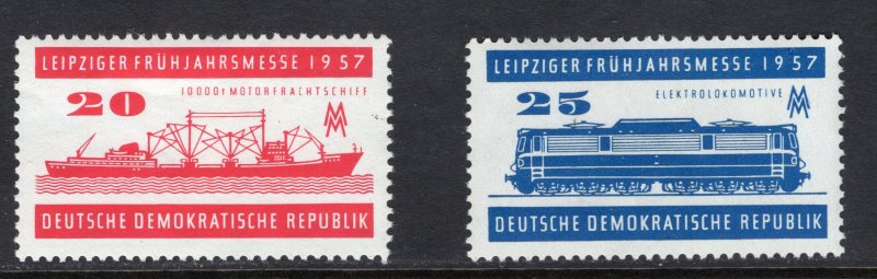 ALMANYA DDR 1957 LEİPZİGER FUARI - TREN - GEMİ 