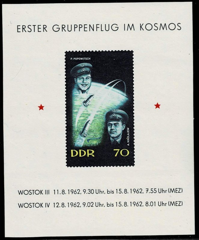  ALMANYA DDR 1962 KOSMOS VOSTOK III UÇUŞ ANISI BLOK