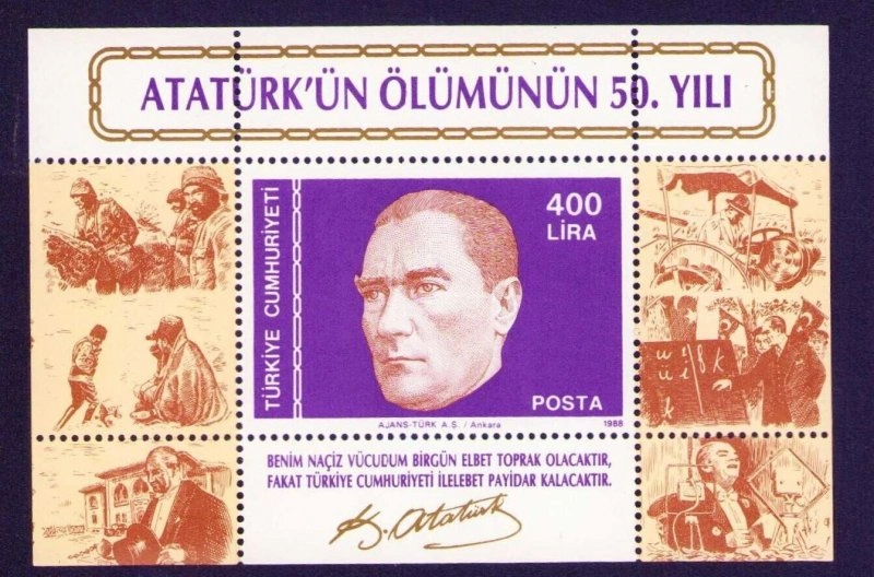 1988 ATATÜRK ÜN ÖLÜMÜNÜN 50. YILI BLOK MNH