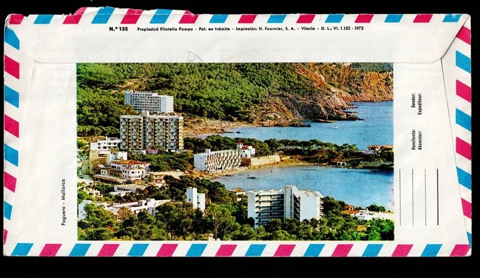 İspanya Filatelik zarf, Çok Pullu, Damgalı , Postadan geçmiş.
