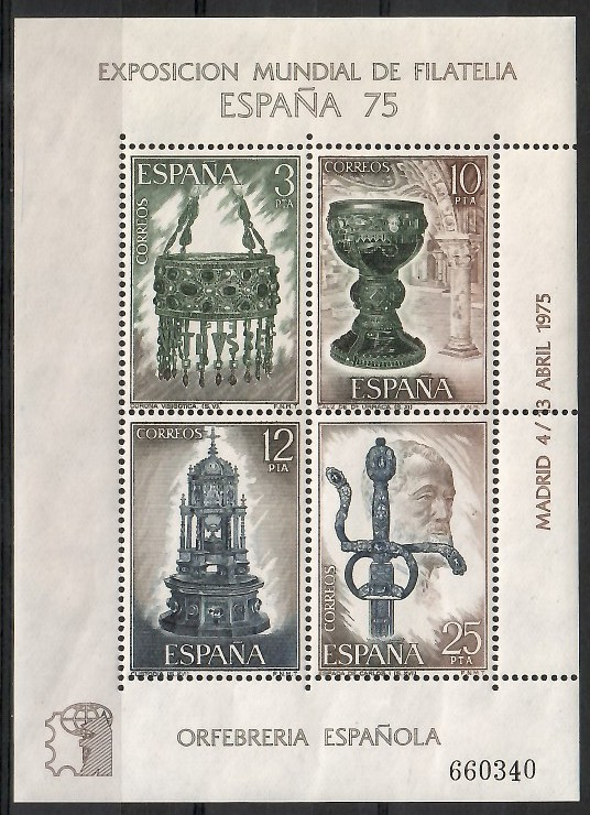 İSPANYA 1975 Uluslararası Filateli Sergisi ESPANA ’75 BLOK