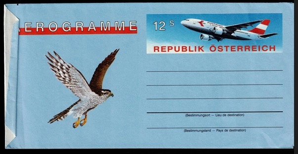 Avusturya Aerogramme (12 Schilling – Austrian Airlines) Zarf
