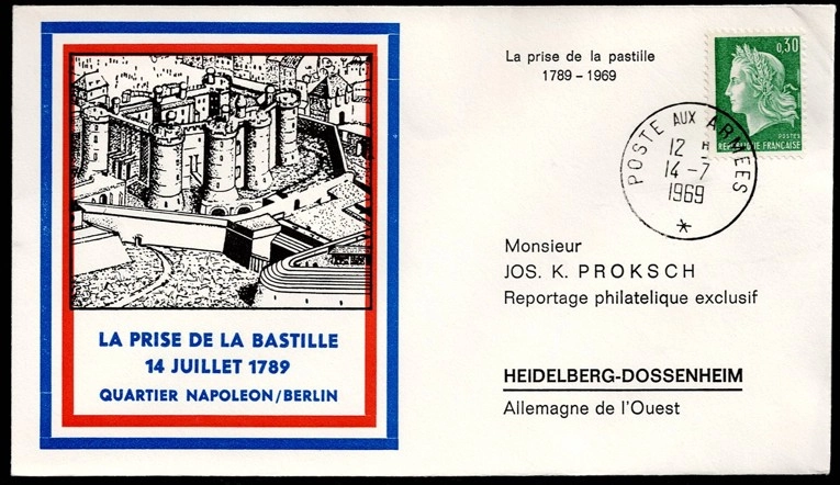 Bastille’nin 180. Yılı Hatıra Zarfı (1789–1969)
