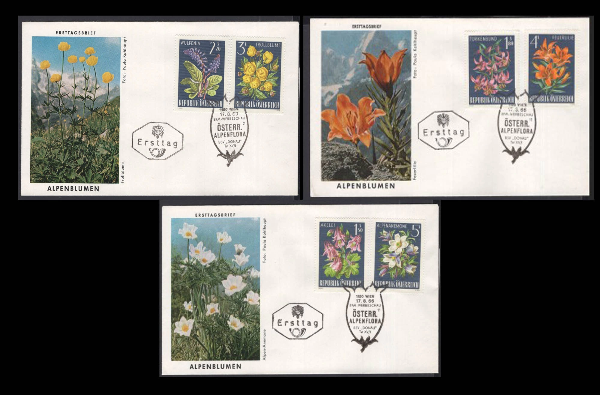 AVUSTURYA 1999 Alp Çiçekleri, Flora - FDC 3’lü Set