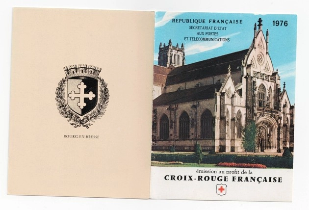 Fransa 1976 Kızılhaç Brou Kilisesi Heykelleri Pul Kitapçığı, Damgasız