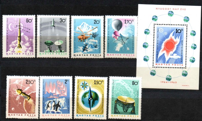 MACARİSTAN 1965 ULUSLAR ARASI GÜNEŞ YILI BLOK+SERİ
