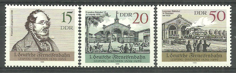 ALMANYA DDR 1989 Leipzig-Dresden Demiryolunun 50. Yıldönümü
