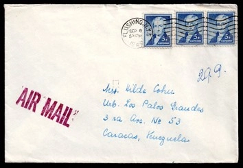 ABD - Venezuela Airmail Zarfı (1961, Flushing NY - Caracas)