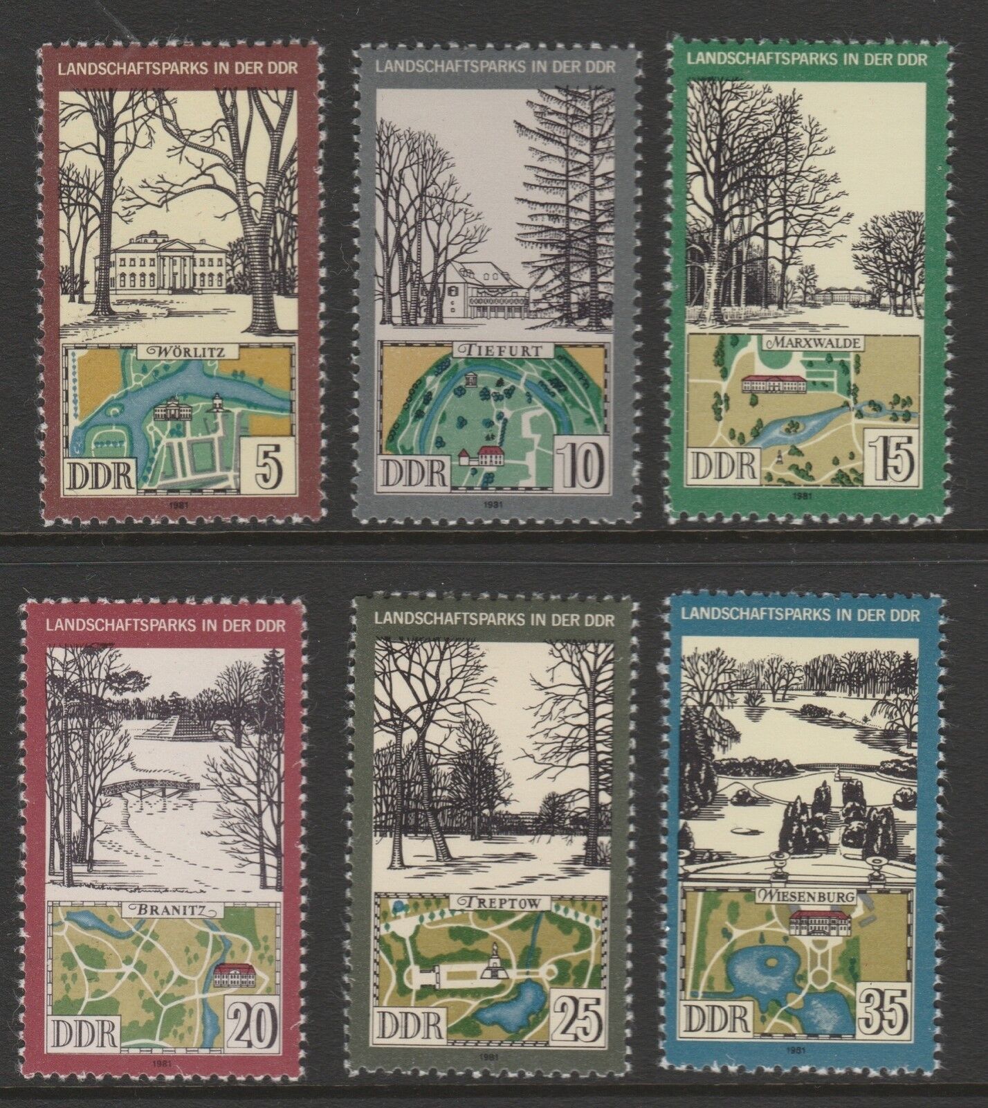 ALMANYA DDR 1981 PEYZAJLI PARKLAR