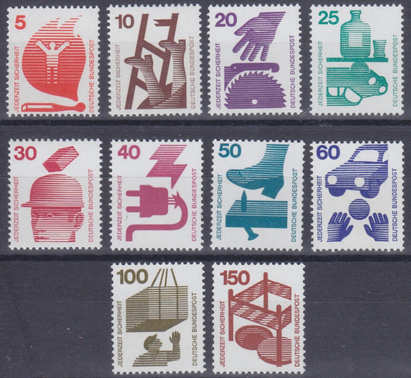  ALMANYA BERLİN 1971 KAZA ÖNLEME KONULU PULLAR SERİ