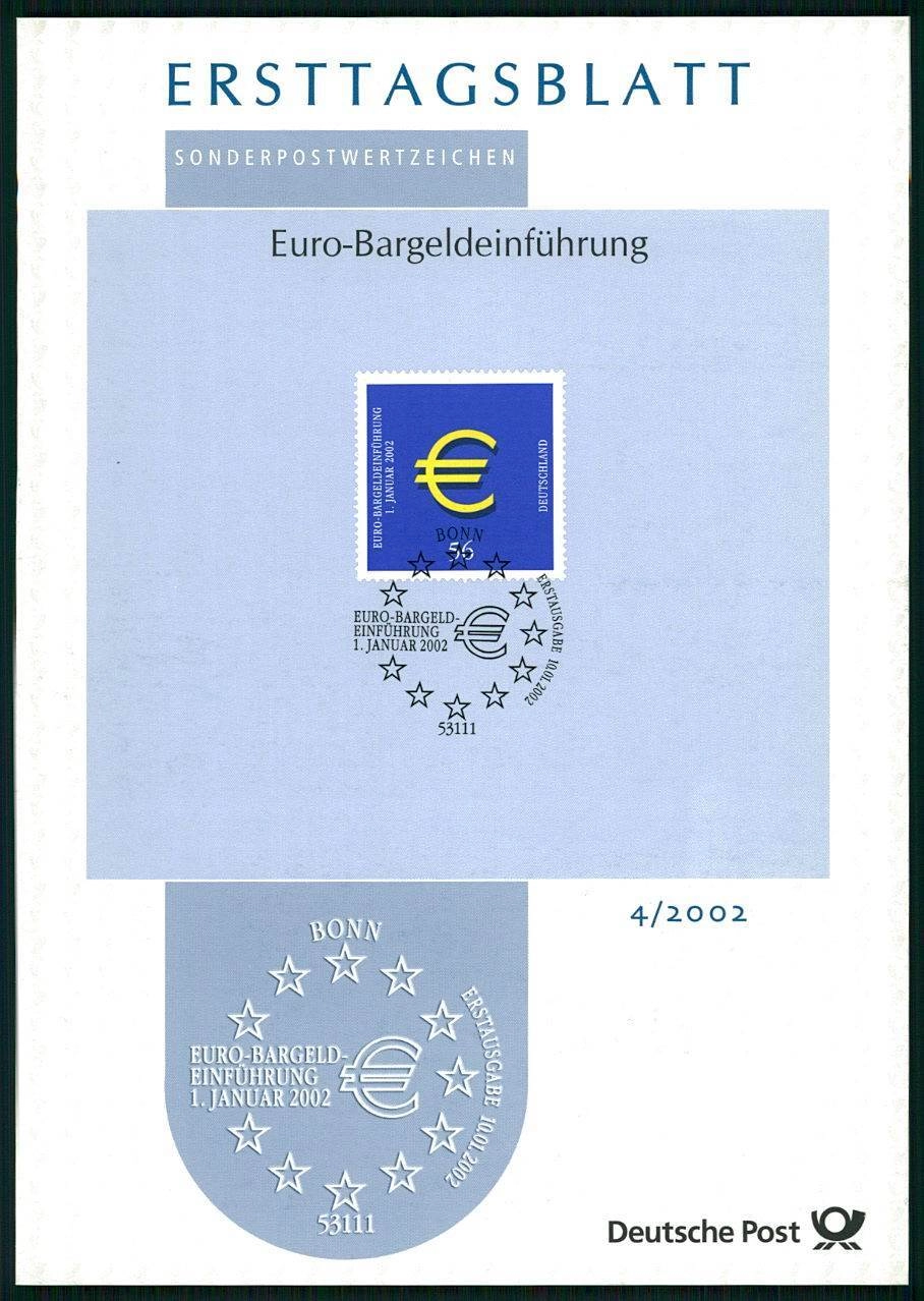 ALMANYA ERSTTAGSBLATT ETB 2002/04 EURO PARA