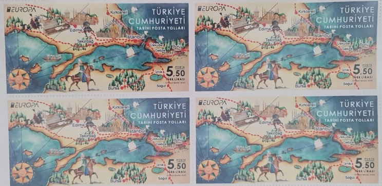 2020 EUROPA CEPT, TARİHİ POSTA PULLARI MNH 4’LÜ BLOK
