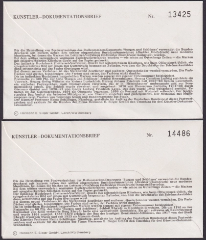 Almanya 1987 Kaleler ve Saraylar, Nadir 6’lı FDC Set
