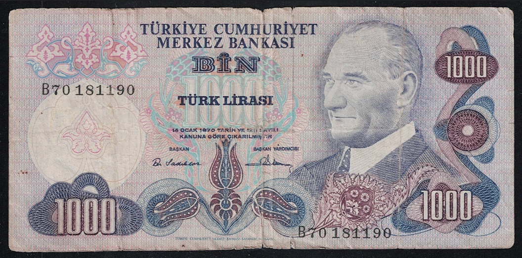 1000 TÜRK LİRASI 6. EMİSYON, 1. TERTİP - B70 181190