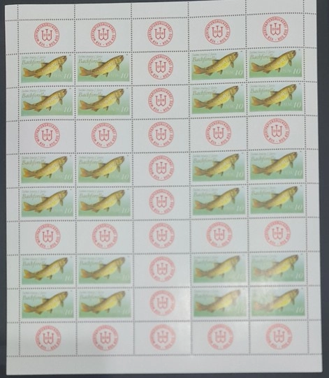 Almanya Tabaka Pul – Bachforelle & W-Emblem 10 Pfennig MNH