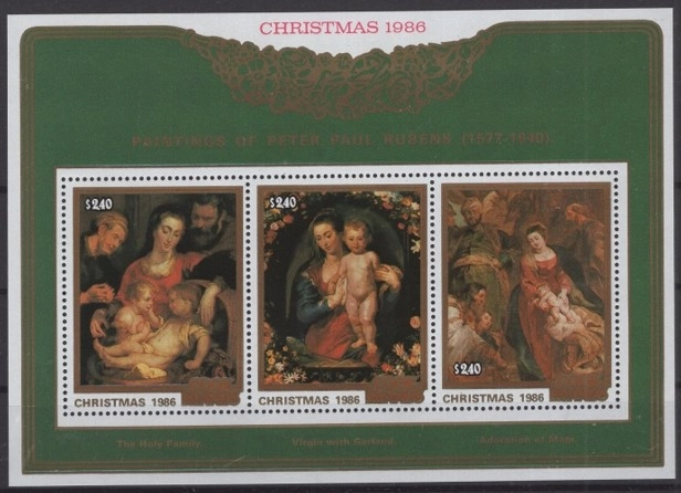 COOK ISLAND 1986 TABLOLAR RUBENS NOEL DAMGASIZ MNH BLOK