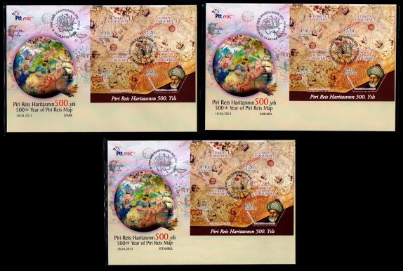 2013 PİRİ REİS HARİTASININ 500.YILI BLOKLU 3 FDC