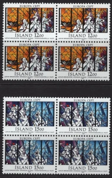 1987 İZLANDA EUROPA CEPT,  DAMGASIZ MNH 4 ’LÜ BLOK TAM SET