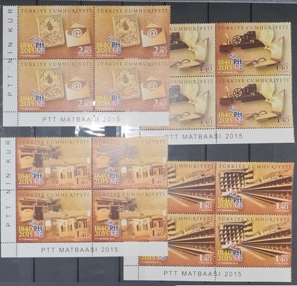 2015 PTT KURULUŞ 150.YIL MNH 4’LÜ BLOK