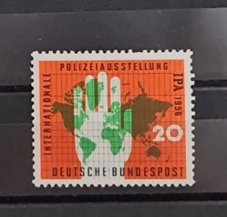 Almanya 1956 Uluslararası Polis Fuarı Damgasız Mnh Pul
